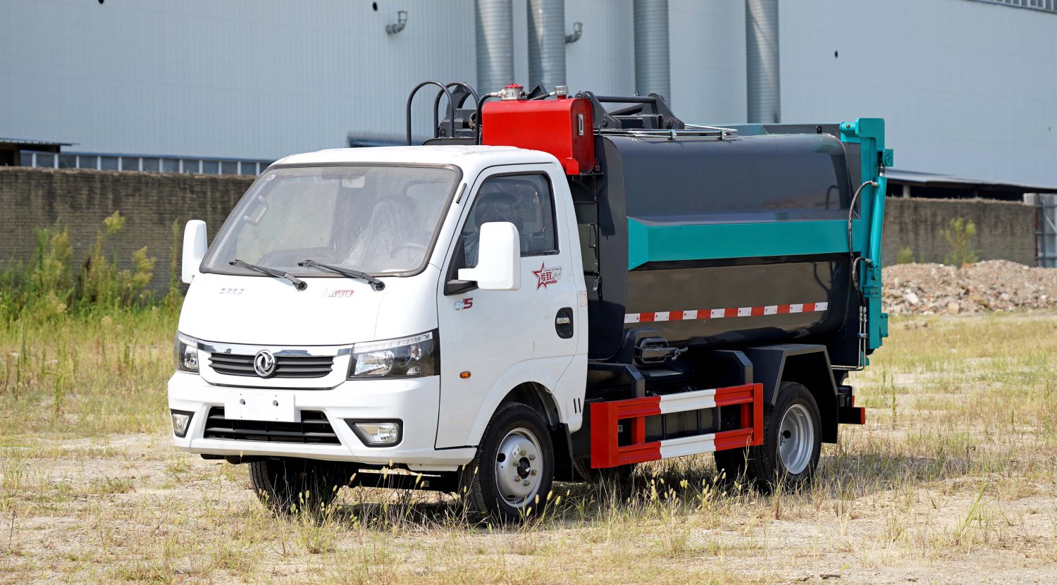 China VI 3–4 m³ Blue-Plated Dongfeng Tuyi Hook-Lift Garbage Truck