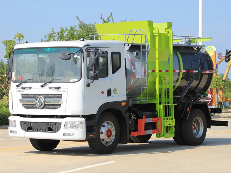 China VI Dongfeng D9 9.5-cubic-meter Circular-Body Kitchen Waste Collection Truck